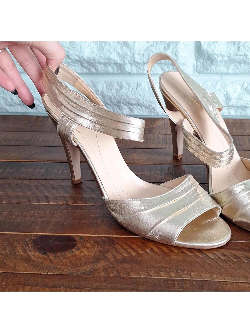 Kate Spade Shiny Nude Open Toe Heel Size 9 - Picture 2 of 9